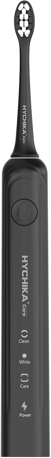 HYCHIKA Sonic Electric Toothbrush for Adults, Rechargeable with 8 Replacement Heads, 3 Brushing Modes, 2-Minute Timer, IPX7 Waterproof & USB-C Charging, Black