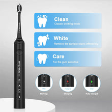 HYCHIKA Sonic Electric Toothbrush for Adults, Rechargeable with 8 Replacement Heads, 3 Brushing Modes, 2-Minute Timer, IPX7 Waterproof & USB-C Charging, Black