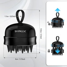 SHINLEA 2-in-1 Silicone Scalp Massager & Shampoo Brush, Double-Sided Scalp Scrubber for Wet & Dry Hair, Waterproof Manual Hair Brush for Women, Men & Kids – Black