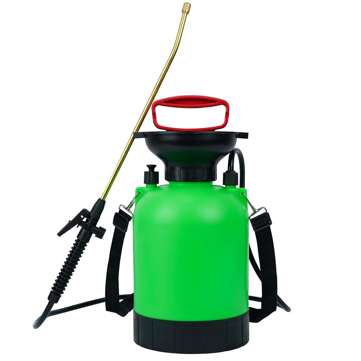 HYCHIKA 3L Garden Pressure Sprayer, Pump Spray Bottle with Adjustable Nozzle, Continuous Spray Lock, 500mm Metal Lance, Pressure Relief Valve & Shoulder Strap