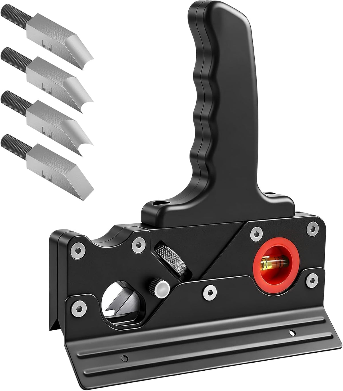 HYCHIKA 45° Chamfer Plane for Woodworking, Adjustable Edge Planer with 4 Cutter Heads, Dual Bubble Levels & Ergonomic Handle for Trimming and Corner Chamfering