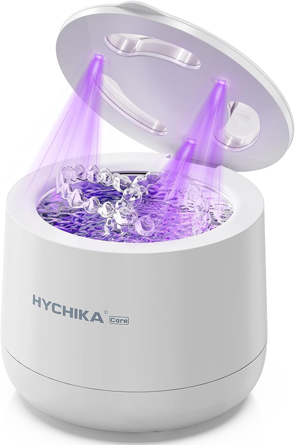 HYCHIKA 45kHz Ultrasonic Retainer Cleaner, 200mL Dental Cleaning Pod with 4 Modes & Digital Timer for Retainers, Dentures, Aligners & Night Guards – White