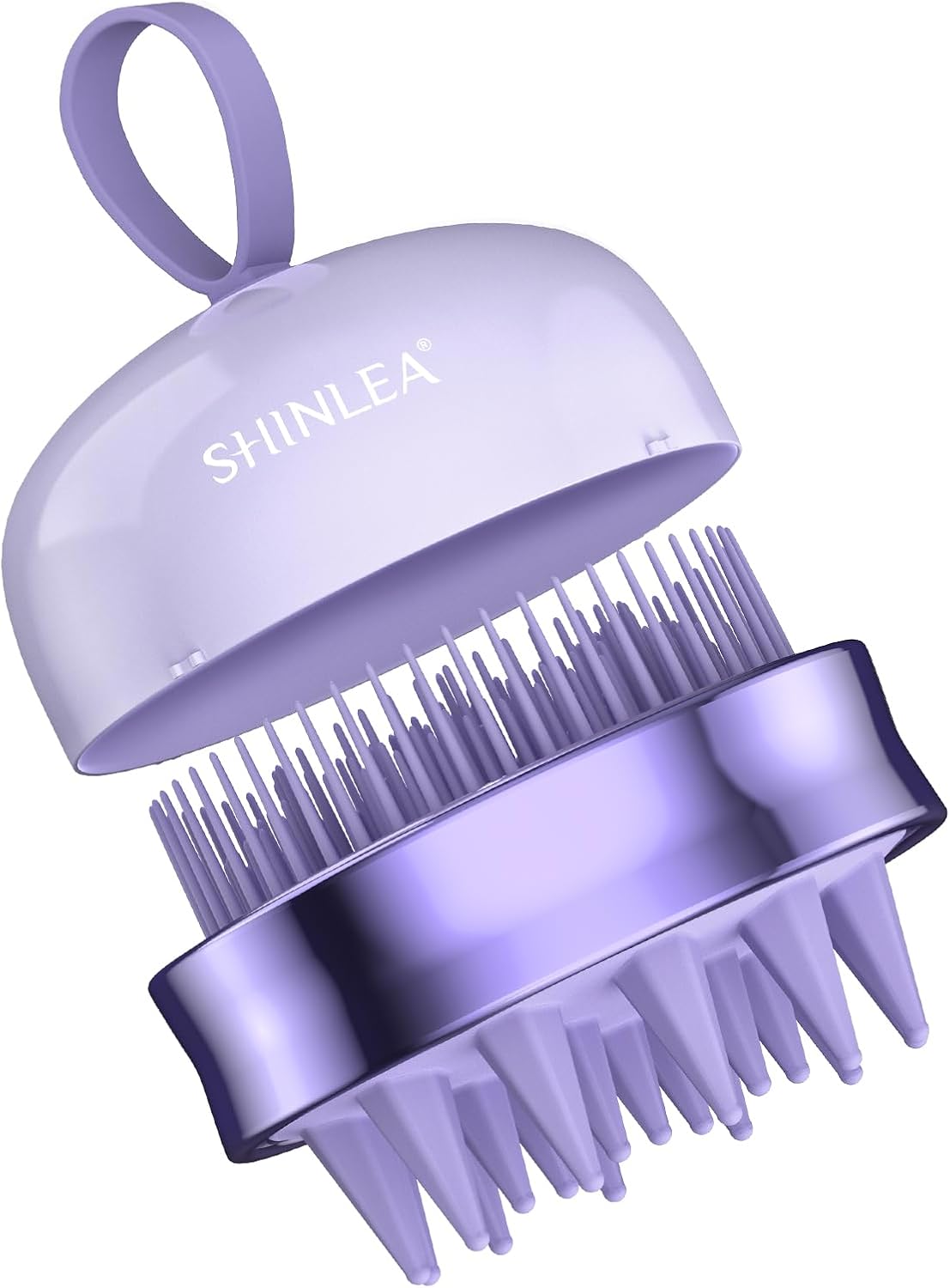 SHINLEA 2-in-1 Silicone Scalp Massager & Shampoo Brush, Double-Sided Hair & Scalp Brush for Wet & Dry Use, Flexible Manual Head Massager – Purple