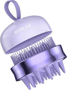 SHINLEA 2-in-1 Silicone Scalp Massager & Shampoo Brush, Double-Sided Hair & Scalp Brush for Wet & Dry Use, Flexible Manual Head Massager – Purple