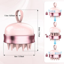 SHINLEA 2-in-1 Silicone Scalp Massager & Shampoo Brush, Double-Sided Hair & Scalp Brush for Wet & Dry Use, Flexible Manual Head Massager – Pink