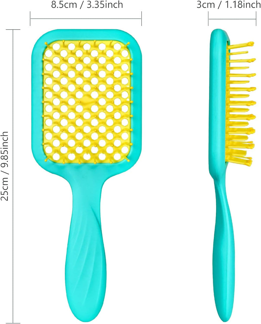SHINLEA Detangling Hair Brush for Curly Hair, Vented Paddle Brush for Wet & Dry Hair, Lightweight Detangler Brush for Women, Men & Kids – Blue & Yellow
