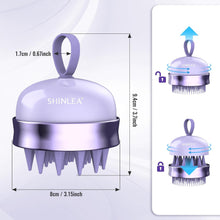 SHINLEA 2-in-1 Silicone Scalp Massager & Shampoo Brush, Double-Sided Hair & Scalp Brush for Wet & Dry Use, Flexible Manual Head Massager – Purple