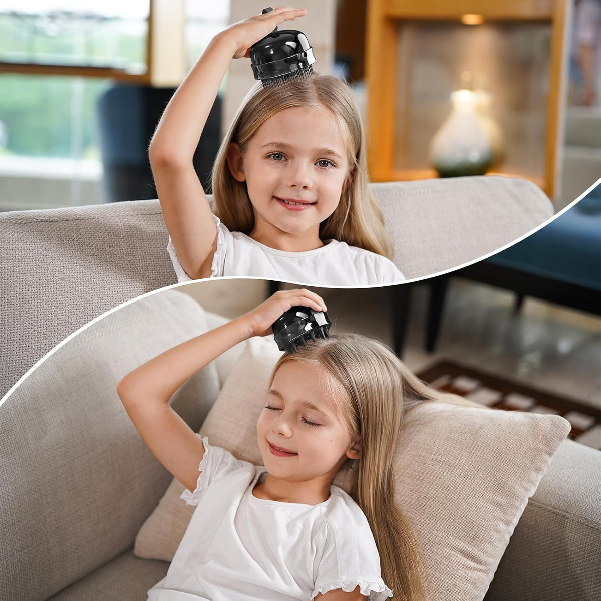 SHINLEA 2-in-1 Silicone Scalp Massager & Shampoo Brush, Double-Sided Scalp Scrubber for Wet & Dry Hair, Waterproof Manual Hair Brush for Women, Men & Kids – Black