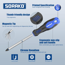 SORAKO 11-Piece Magnetic Screwdriver Set, CR-V Steel Phillips & Slotted Screwdrivers with Non-Slip Handles, 2-in-1 Magnetiser/Demagnetiser & Storage Bag