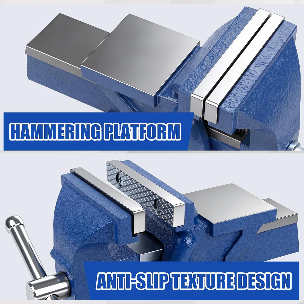 HYCHIKA 4" / 100mm Bench Vice, Heavy-Duty Cast Iron Workbench Vice with 360° Swivel Base & Anvil for Woodworking, Metalworking, Drilling & Cutting