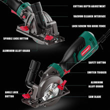 HYCHIKA 750W Mini Circular Saw, 3500 RPM Compact Corded Saw with 3 Blades, 0–45° Bevel & 48mm Cutting Depth for Wood, Metal, Plastic & Tile