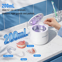 HYCHIKA 45kHz Ultrasonic Retainer Cleaner, 200mL Dental Cleaning Pod with 4 Modes & Digital Timer for Retainers, Dentures, Aligners & Night Guards – White