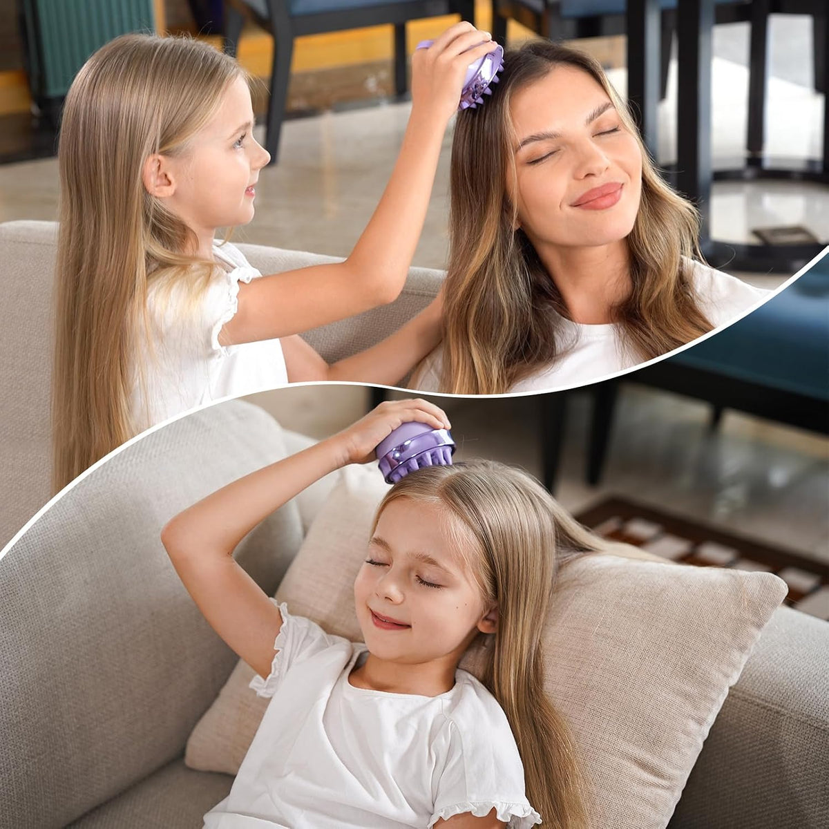 SHINLEA 2-in-1 Silicone Scalp Massager & Shampoo Brush, Double-Sided Hair & Scalp Brush for Wet & Dry Use, Flexible Manual Head Massager – Purple