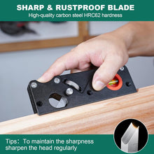 HYCHIKA 45° Chamfer Plane for Woodworking, Adjustable Edge Planer with 4 Cutter Heads, Dual Bubble Levels & Ergonomic Handle for Trimming and Corner Chamfering