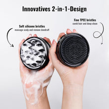 SHINLEA 2-in-1 Silicone Scalp Massager & Shampoo Brush, Double-Sided Scalp Scrubber for Wet & Dry Hair, Waterproof Manual Hair Brush for Women, Men & Kids – Black