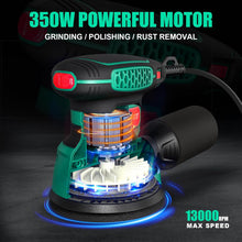 SORAKO 350W Random Orbital Sander, 125mm Electric Sander with 6 Variable Speeds, Dust Collection & 16 Sanding Discs for Wood, Furniture & DIY