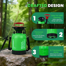 HYCHIKA 3L Garden Pressure Sprayer, Pump Spray Bottle with Adjustable Nozzle, Continuous Spray Lock, 500mm Metal Lance, Pressure Relief Valve & Shoulder Strap