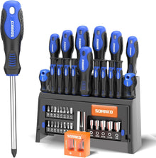 SORAKO 40-Piece Magnetic Screwdriver Set, Professional Screwdriver & Bit Set with Slotted, Phillips, Torx, Hex & Square Heads for DIY, Home & Workshop