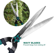 HYCHIKA Telescopic Hedge Shears, 80–111cm Long-Handled Garden Shears with 214mm High-Carbon Steel Wavy Blades for Hedges, Shrubs & Garden Pruning
