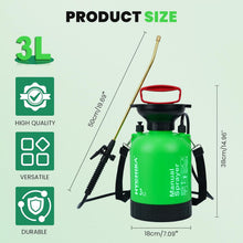 HYCHIKA 3L Garden Pressure Sprayer, Pump Spray Bottle with Adjustable Nozzle, Continuous Spray Lock, 500mm Metal Lance, Pressure Relief Valve & Shoulder Strap