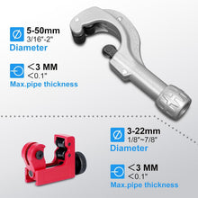 HYCHIKA Pipe Cutter Set, 3–50mm / 0.1–2" Tube Cutter with Mini Pipe Cutter & Deburrer for Copper, Aluminium, Plastic, PVC, PE & Composite Pipes