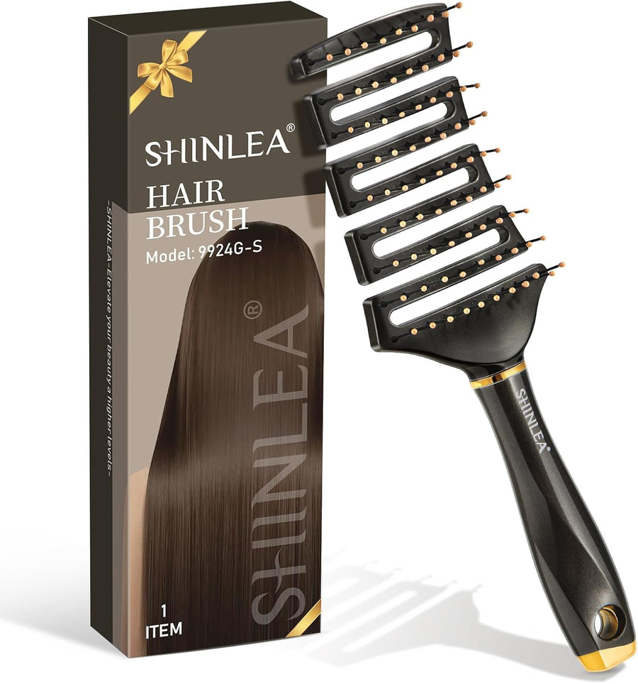 SHINLEA Detangling Hair Brush for Wet & Dry Hair, Vented Paddle Brush with Flexible Nylon Bristles for Women, Men & Kids, Straight, Curly & Thick Hair