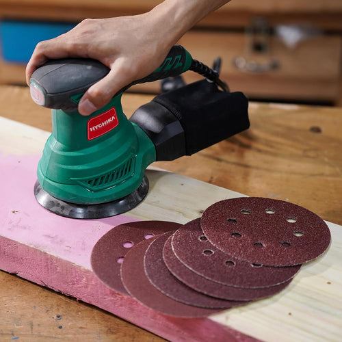 HYCHIKA 100-Piece 125mm Sanding Disc Set, 5" 8-Hole Hook & Loop Sandpaper, P40–P400 Mixed Grits for Random Orbital Sanders, Wood, Metal & DIY Finishing