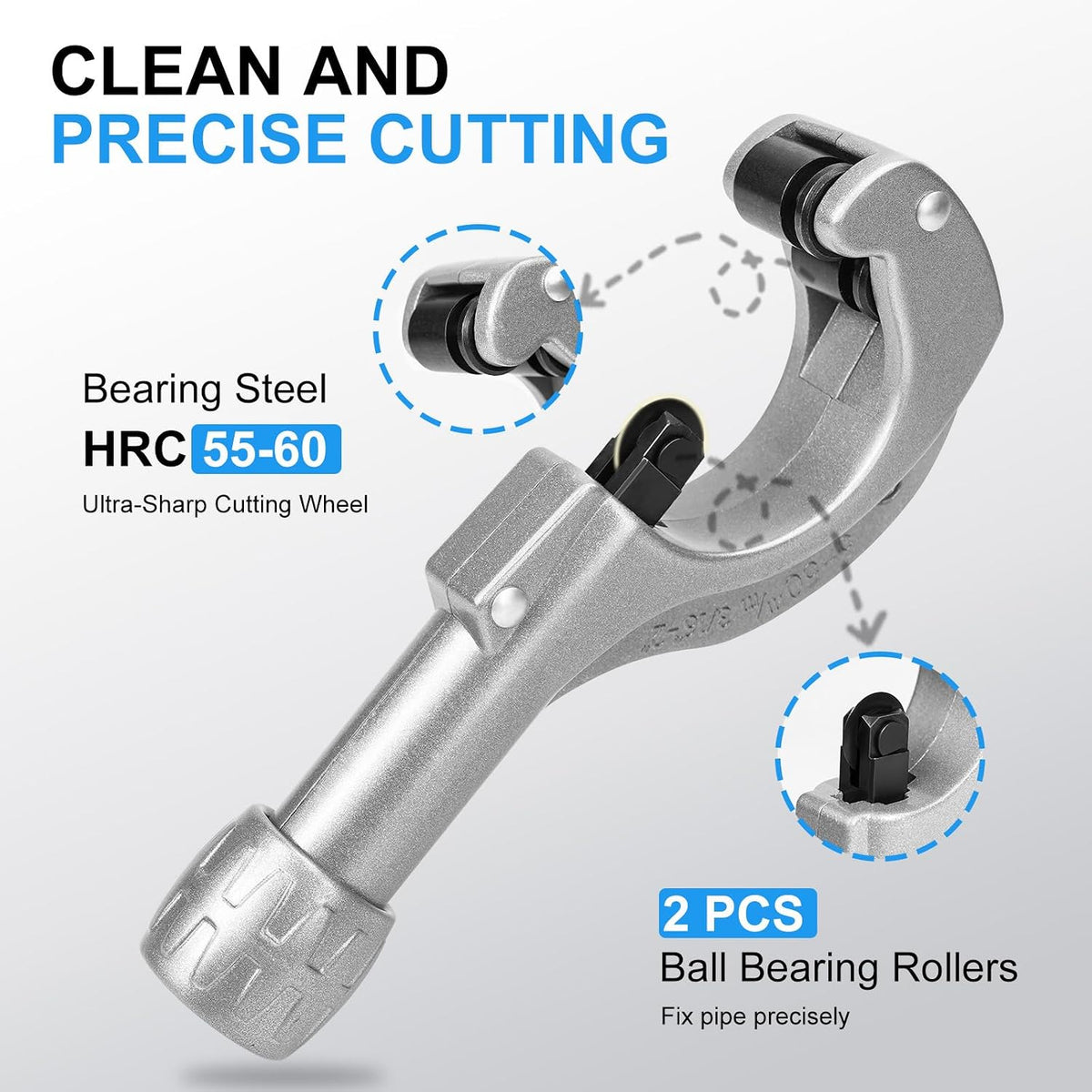HYCHIKA Pipe Cutter Set, 3–50mm / 0.1–2" Tube Cutter with Mini Pipe Cutter & Deburrer for Copper, Aluminium, Plastic, PVC, PE & Composite Pipes