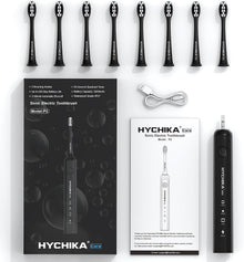 HYCHIKA Sonic Electric Toothbrush for Adults, Rechargeable with 8 Replacement Heads, 3 Brushing Modes, 2-Minute Timer, IPX7 Waterproof & USB-C Charging, Black