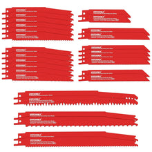 HYCHIKA 32-Piece Reciprocating Saw Blade Set, HCS & Bi-Metal Blades for Fast Cutting Wood, Metal, Plastic & Plasterboard, with Storage Case
