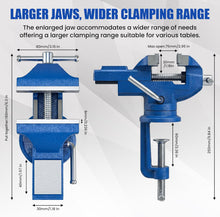 HYCHIKA 80mm Bench Vice, 360° Swivel Mini Table Vice with Rubber Jaw Pads, Portable Workbench Clamp for Woodworking, Drilling, Sanding, Grinding & DIY