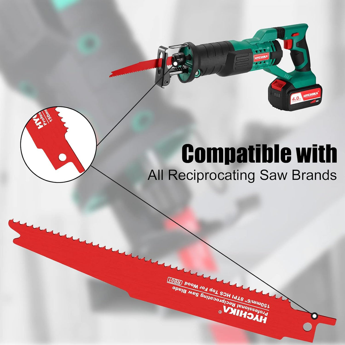 HYCHIKA 32-Piece Reciprocating Saw Blade Set, HCS & Bi-Metal Blades for Fast Cutting Wood, Metal, Plastic & Plasterboard, with Storage Case