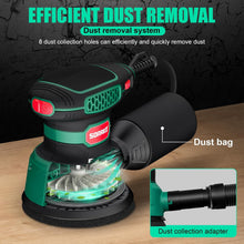 SORAKO 350W Random Orbital Sander, 125mm Electric Sander with 6 Variable Speeds, Dust Collection & 16 Sanding Discs for Wood, Furniture & DIY