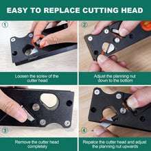 HYCHIKA 45° Chamfer Plane for Woodworking, Adjustable Edge Planer with 4 Cutter Heads, Dual Bubble Levels & Ergonomic Handle for Trimming and Corner Chamfering