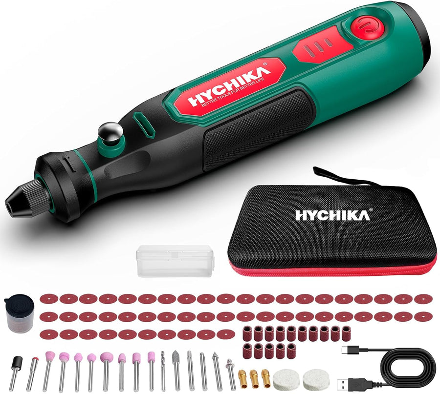 HYCHIKA 3.6V Cordless Rotary Tool Kit, 77-Piece Mini Multi Tool with 3 Speeds & USB-C Charging for Engraving, Sanding, Polishing, Drilling & DIY