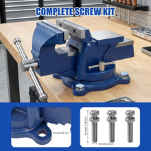 HYCHIKA 4" / 100mm Bench Vice, Heavy-Duty Cast Iron Workbench Vice with 360° Swivel Base & Anvil for Woodworking, Metalworking, Drilling & Cutting