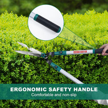 HYCHIKA Telescopic Hedge Shears, 80–111cm Long-Handled Garden Shears with 214mm High-Carbon Steel Wavy Blades for Hedges, Shrubs & Garden Pruning