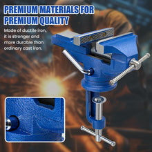 HYCHIKA 80mm Bench Vice, 360° Swivel Mini Table Vice with Rubber Jaw Pads, Portable Workbench Clamp for Woodworking, Drilling, Sanding, Grinding & DIY