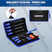 SORAKO 11-Piece Magnetic Screwdriver Set, CR-V Steel Phillips & Slotted Screwdrivers with Non-Slip Handles, 2-in-1 Magnetiser/Demagnetiser & Storage Bag