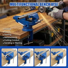 HYCHIKA 80mm Bench Vice, 360° Swivel Mini Table Vice with Rubber Jaw Pads, Portable Workbench Clamp for Woodworking, Drilling, Sanding, Grinding & DIY