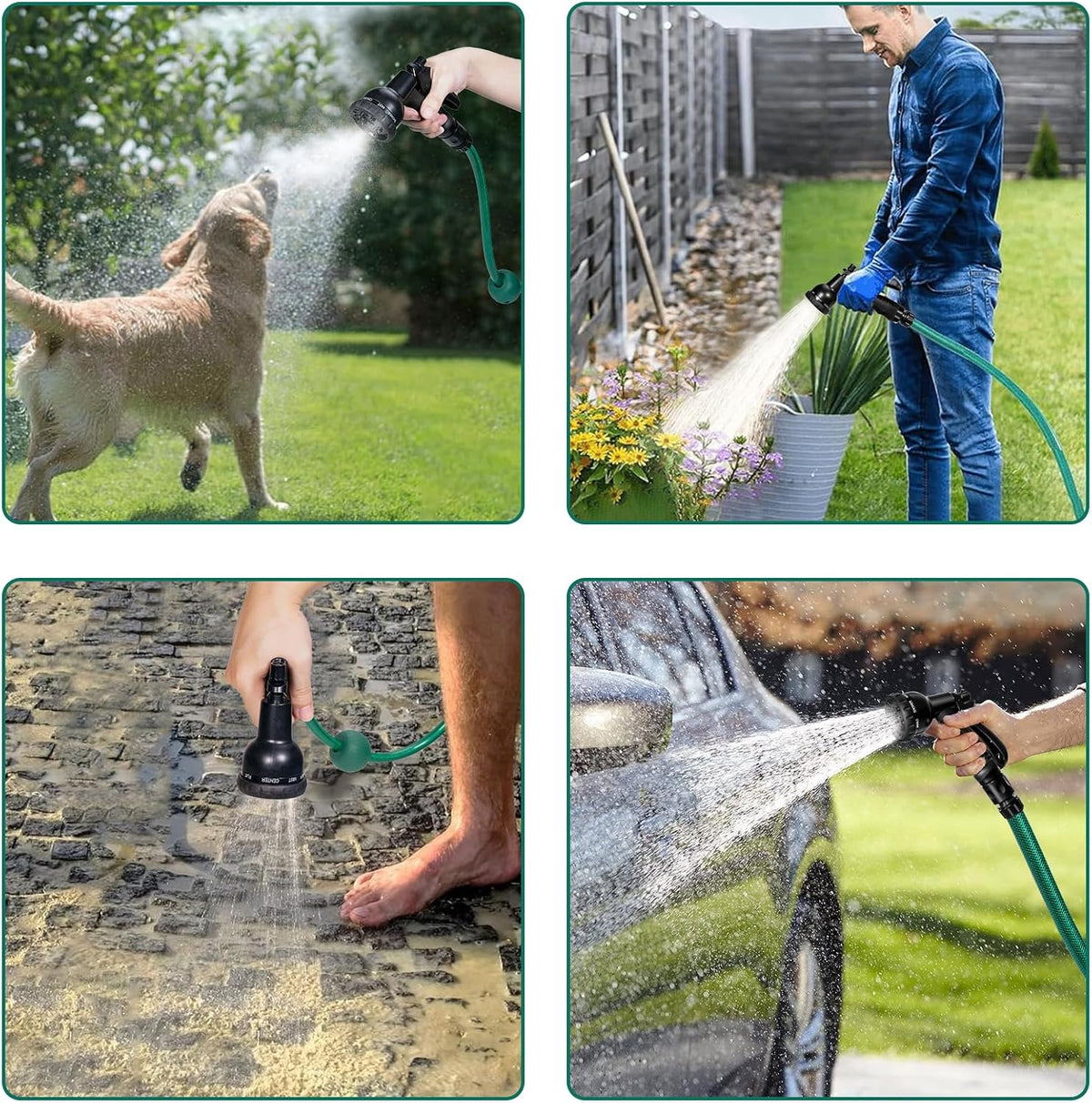 HYCHIKA 30M Retractable Garden Hose Reel, Wall-Mounted Auto Rewind Hose with 180° Swivel Bracket, Auto Lock & 8-Pattern Spray Gun