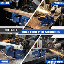 HYCHIKA 4" / 100mm Bench Vice, Heavy-Duty Cast Iron Workbench Vice with 360° Swivel Base & Anvil for Woodworking, Metalworking, Drilling & Cutting