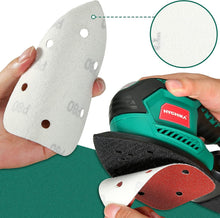 HYCHIKA 60PCS Mouse Sander Pads, 140 × 90mm 6-Hole Hook & Loop Sanding Sheets, 60/80/100/120/180/240 Grit, for HYCHIKA 200W Mouse Sander FL118A