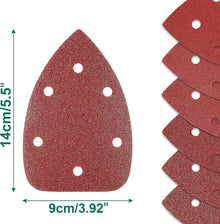 HYCHIKA 60PCS Mouse Sander Pads, 140 × 90mm 6-Hole Hook & Loop Sanding Sheets, 60/80/100/120/180/240 Grit, for HYCHIKA 200W Mouse Sander FL118A